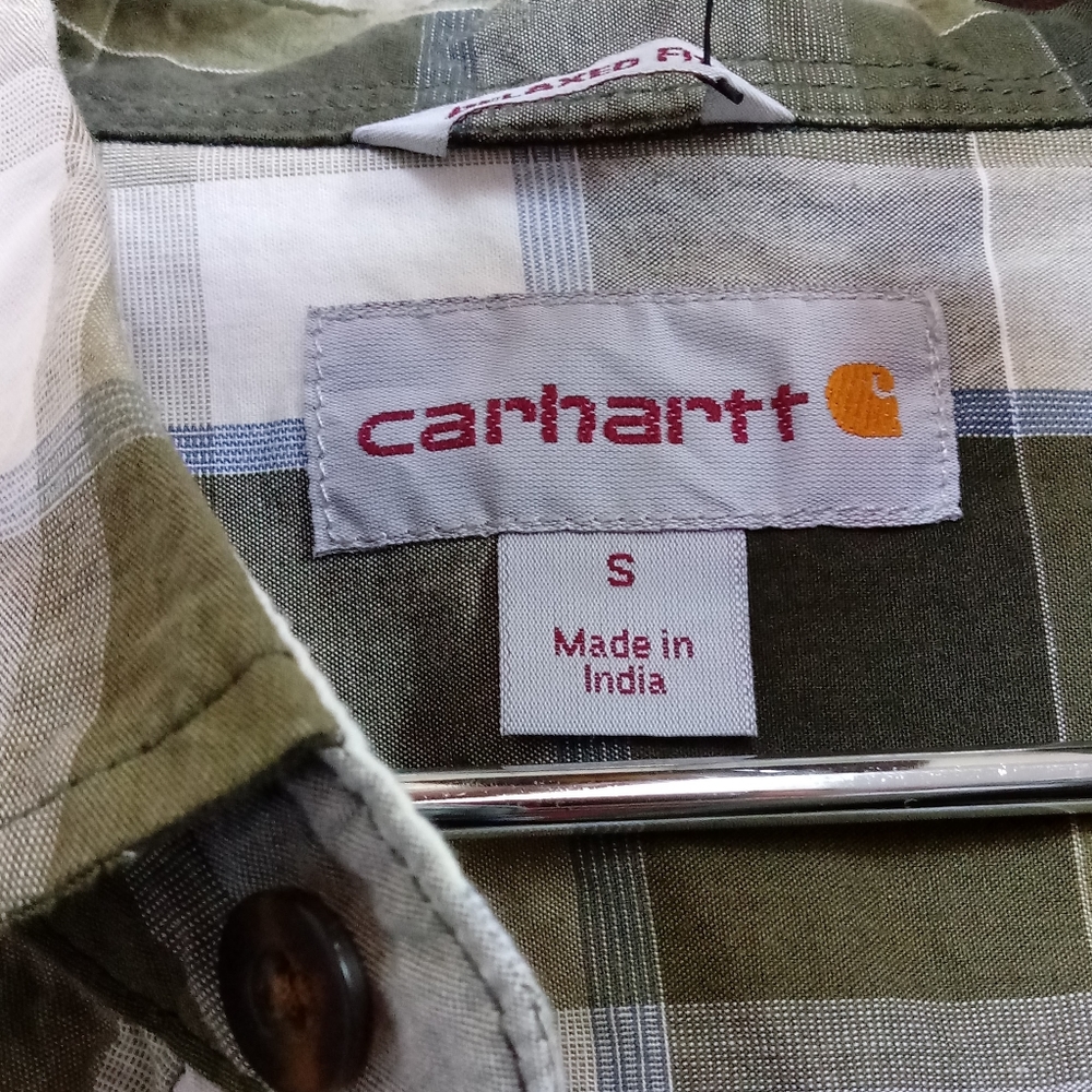 New w/Tags Carhartt Relaxed Fit Short Sleeve Plaid Button-Up Shirt - Small - Picture 7 of 8